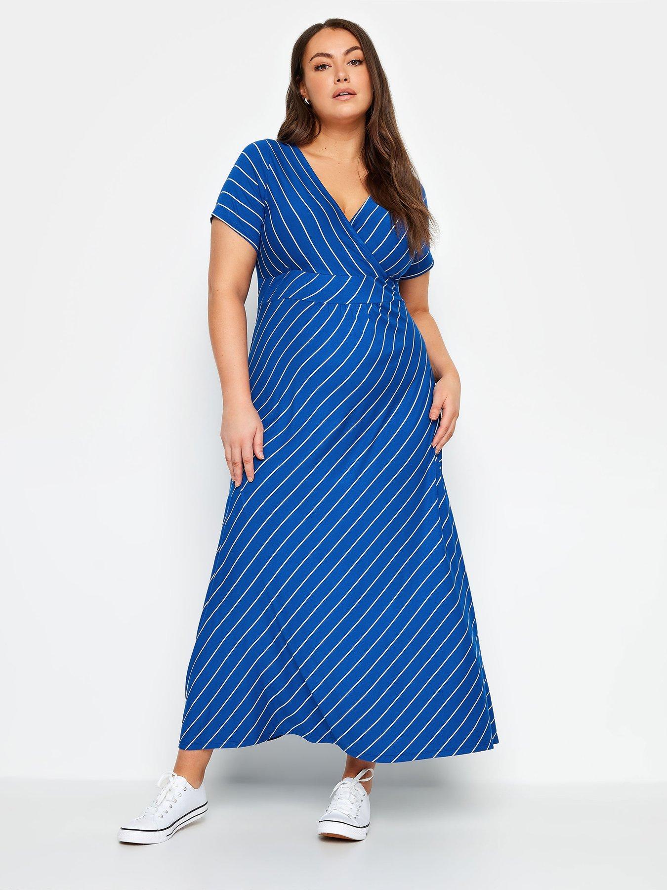 Striped wrap hollow out maxi sale dress