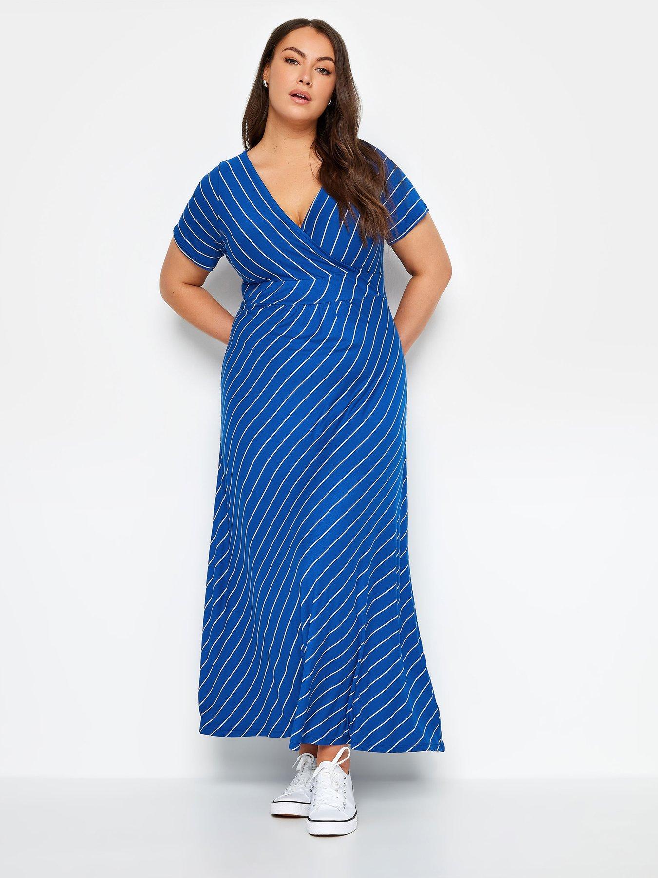 Yours Curve Striped Wrap Maxi Dress