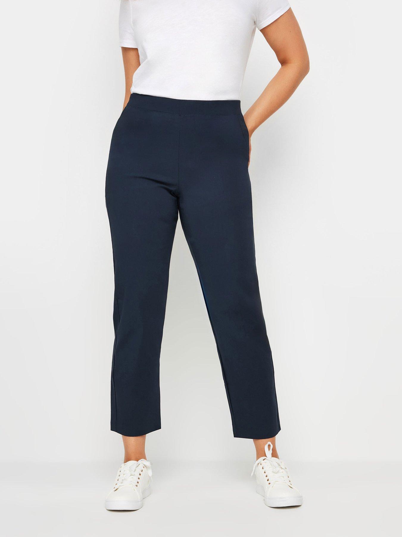 undefined Navy Straight Bengaline Trouser Short 29"