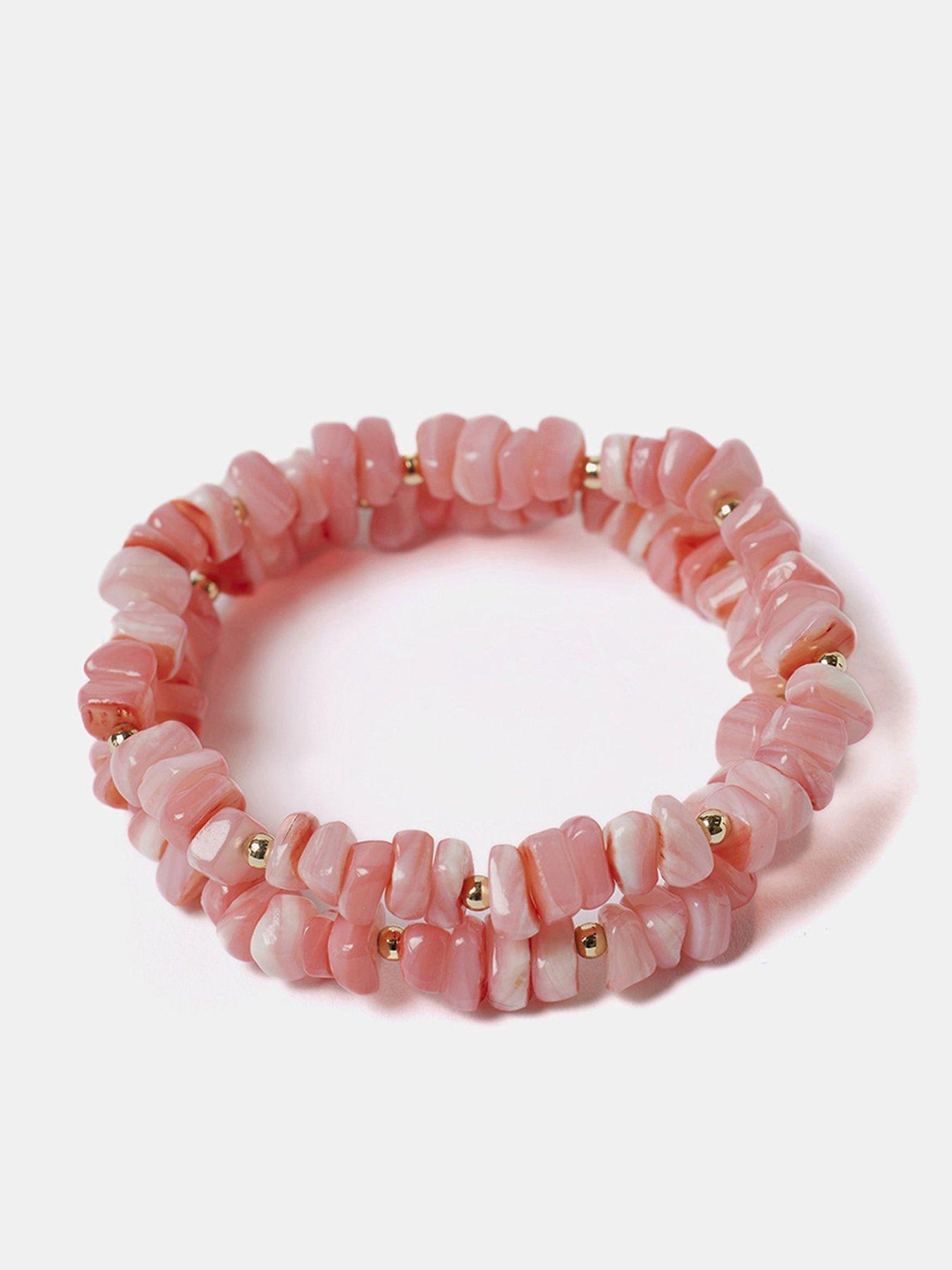 Product photograph of Mint Velvet Pink Shell Friendship Bracelet from very.co.uk