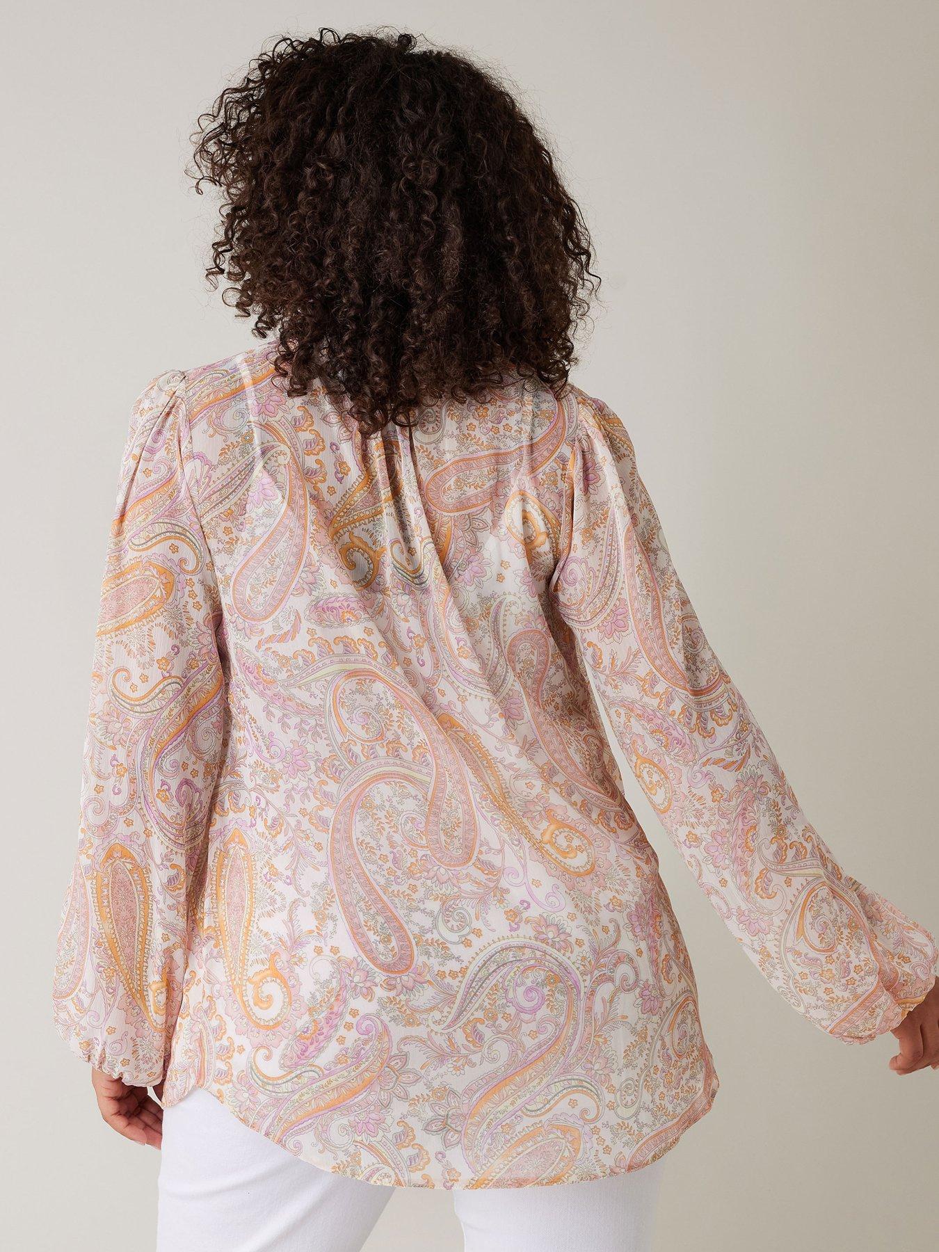 Image 2 of 4 of Evans Tie-neck Long Sleeve Blouse - Pink