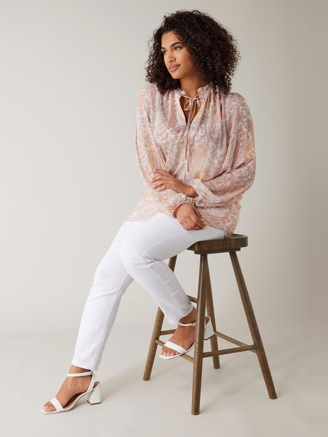 Image 3 of 4 of Evans Tie-neck Long Sleeve Blouse - Pink