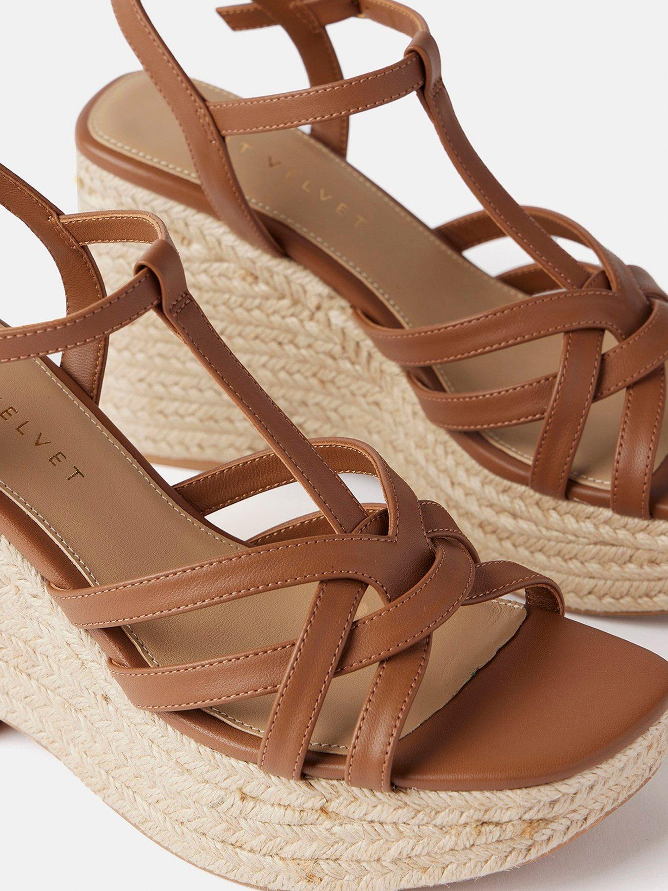 Tan leather wedges online