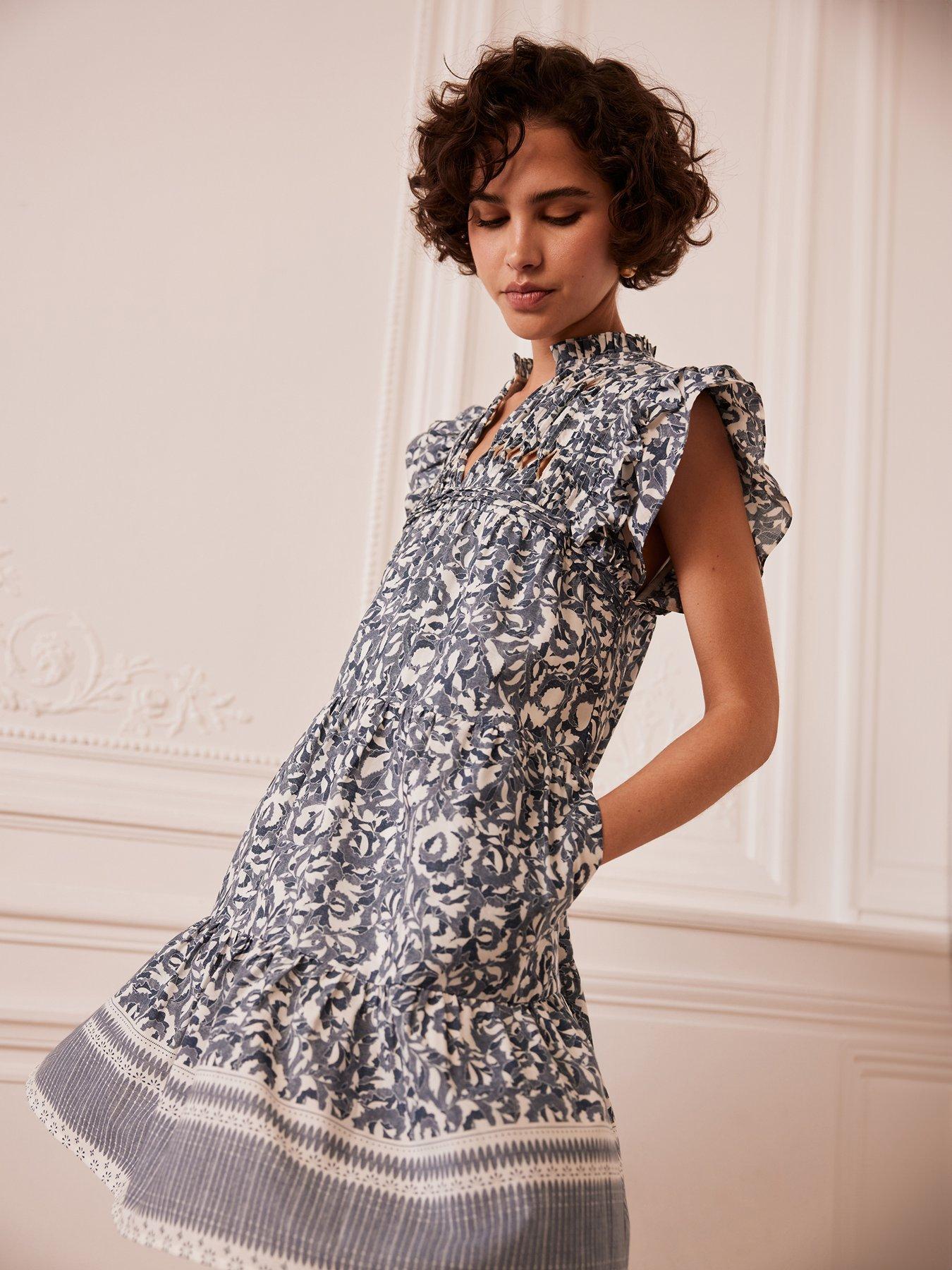 Mint Velvet Blue Mixed Print Mini Dress Very