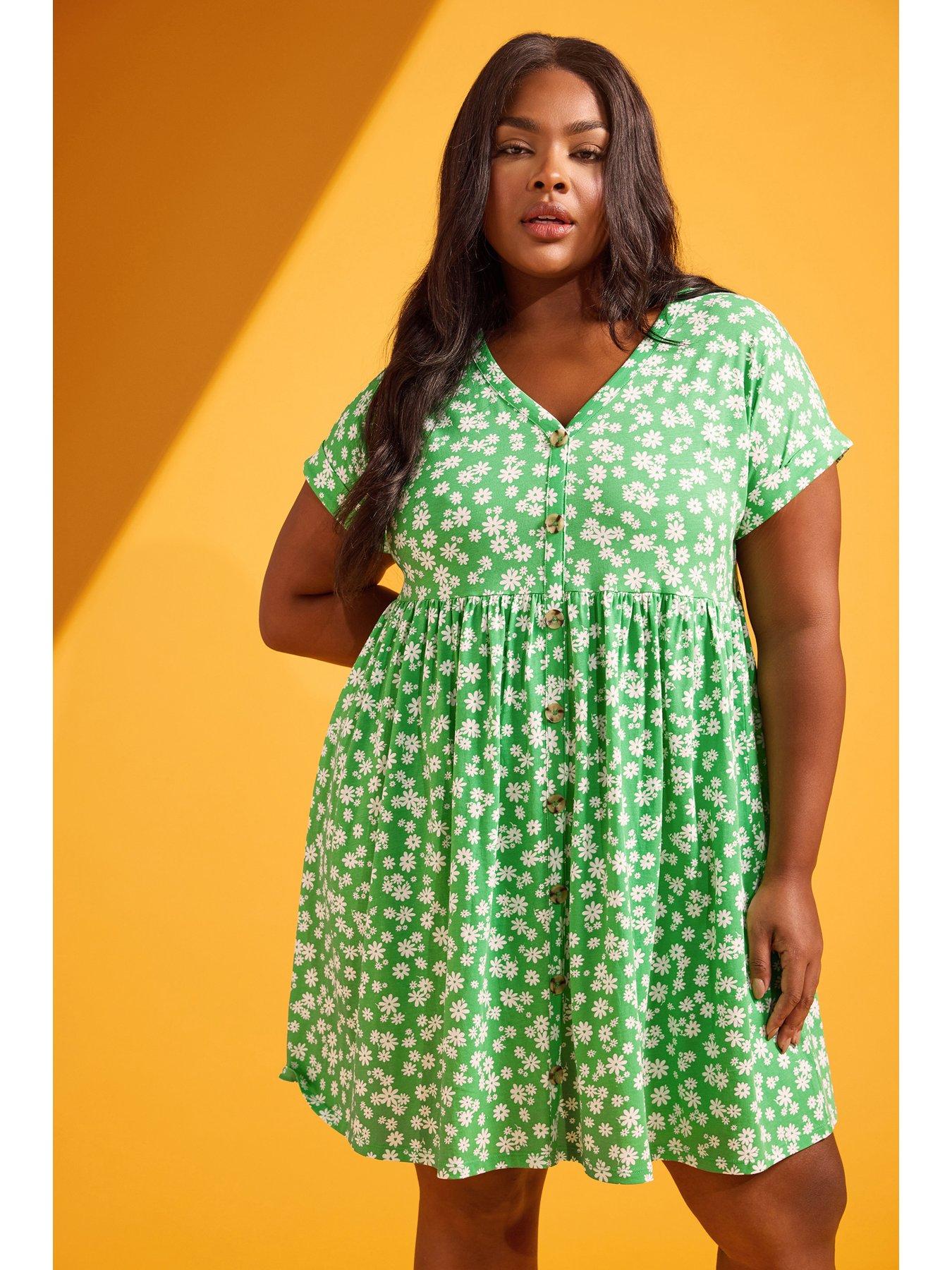 Green daisy print dress best sale