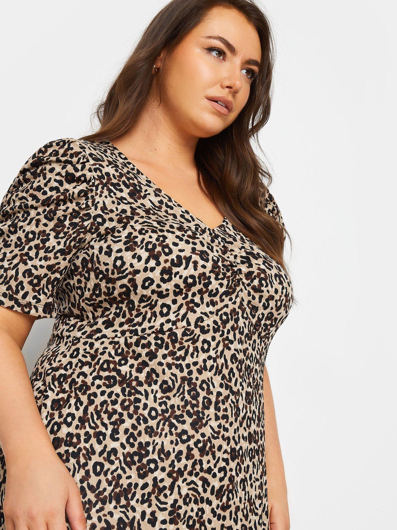 Yours Curve Milkmaid Animal Print Dress Brown/Black Very