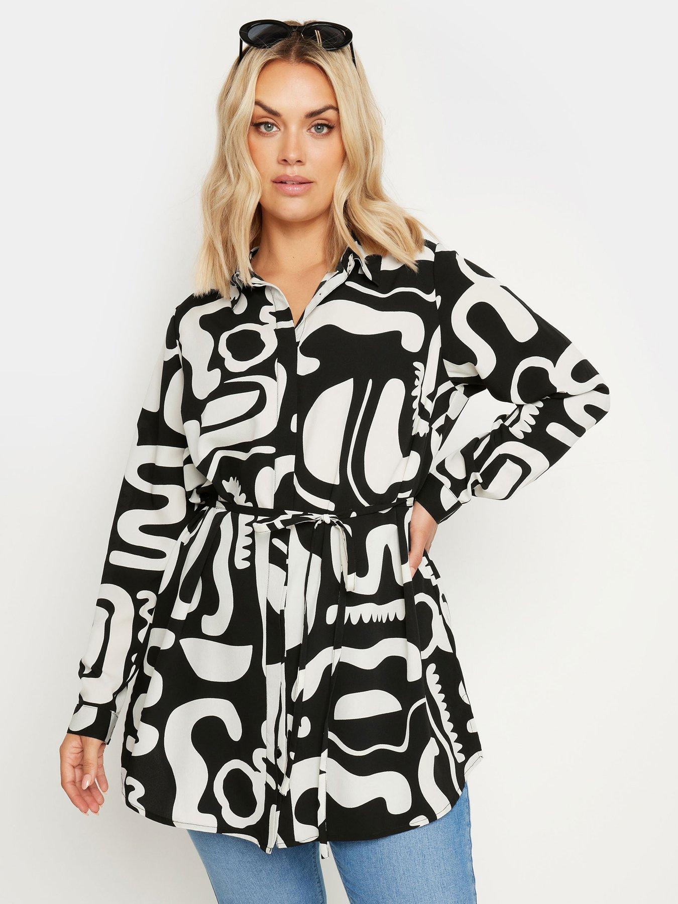 undefined Curve Longline Shirt Mono Abstract