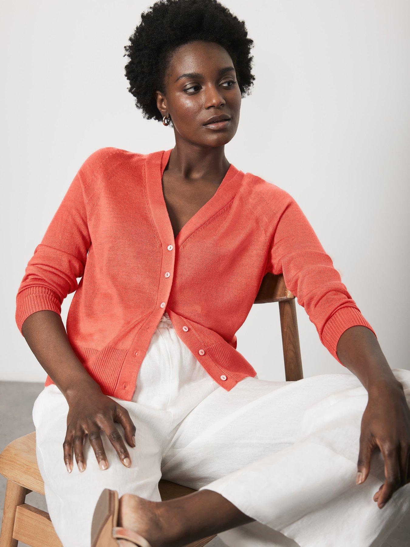 Orange Button Up Cardigan