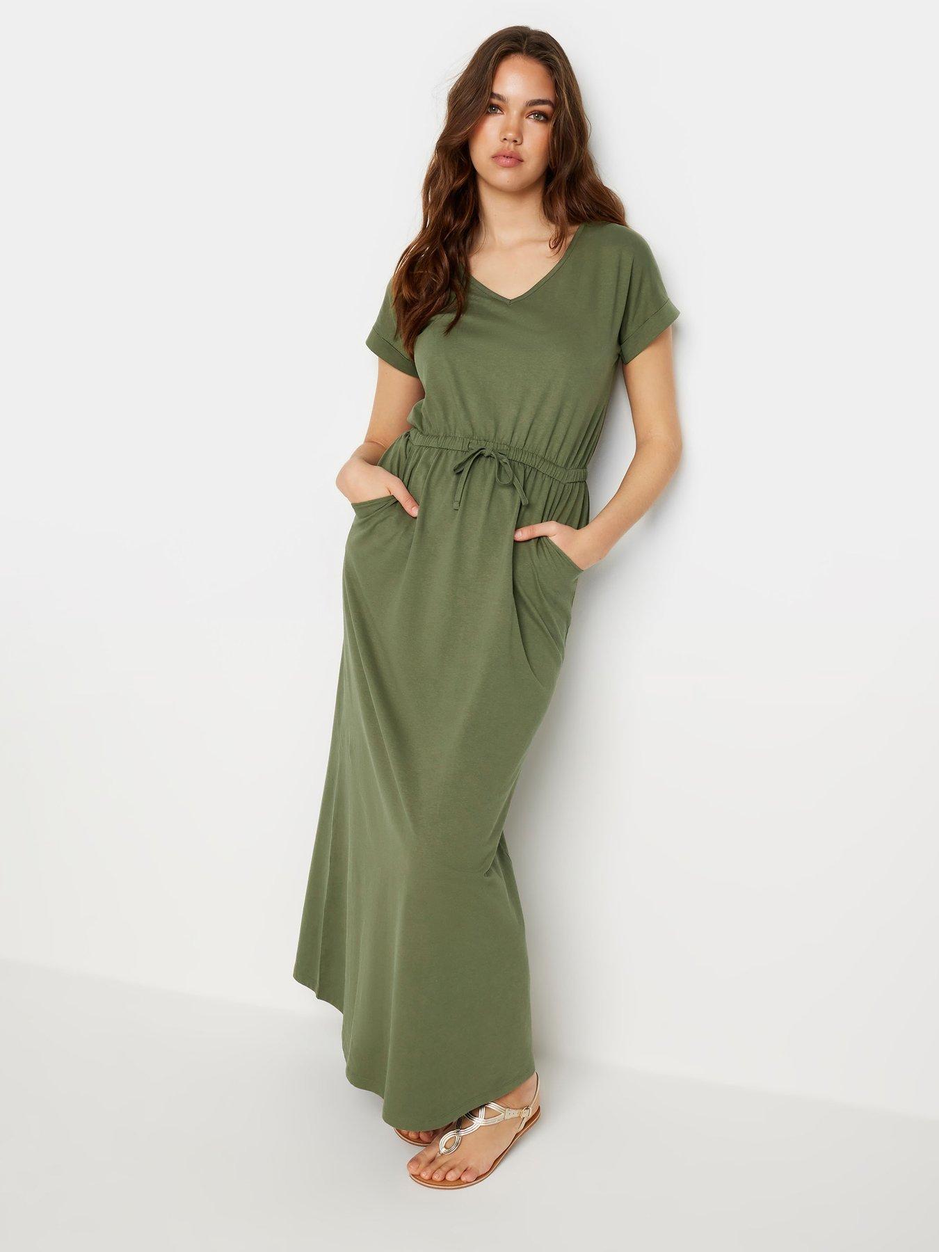 Long Tall Sally Tall Khaki Maxi T-Shirt Dress Green Very