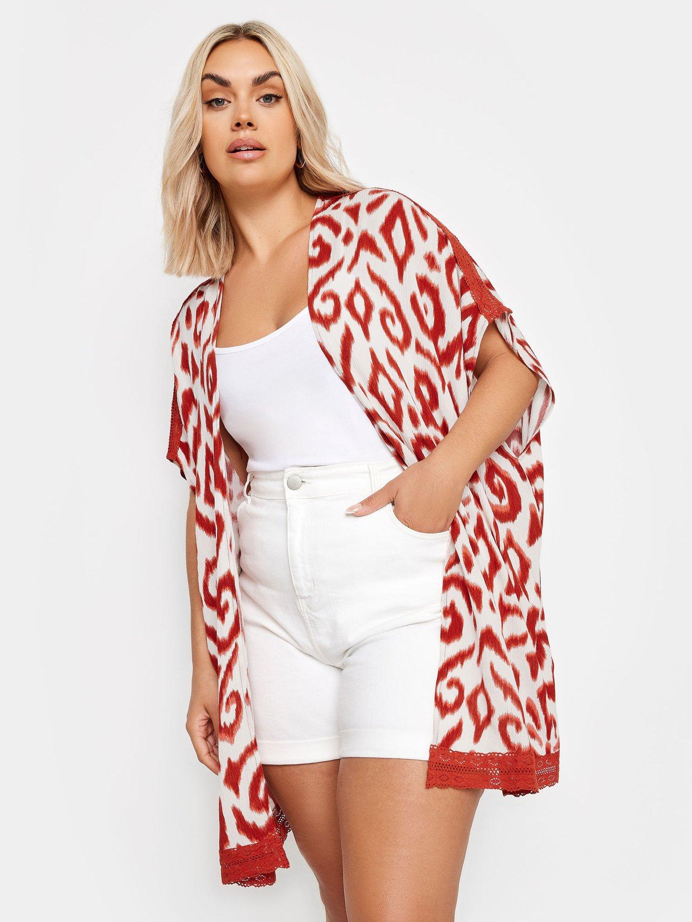 undefined Curve Crochet Coverup Burnt Ikat Marks - White