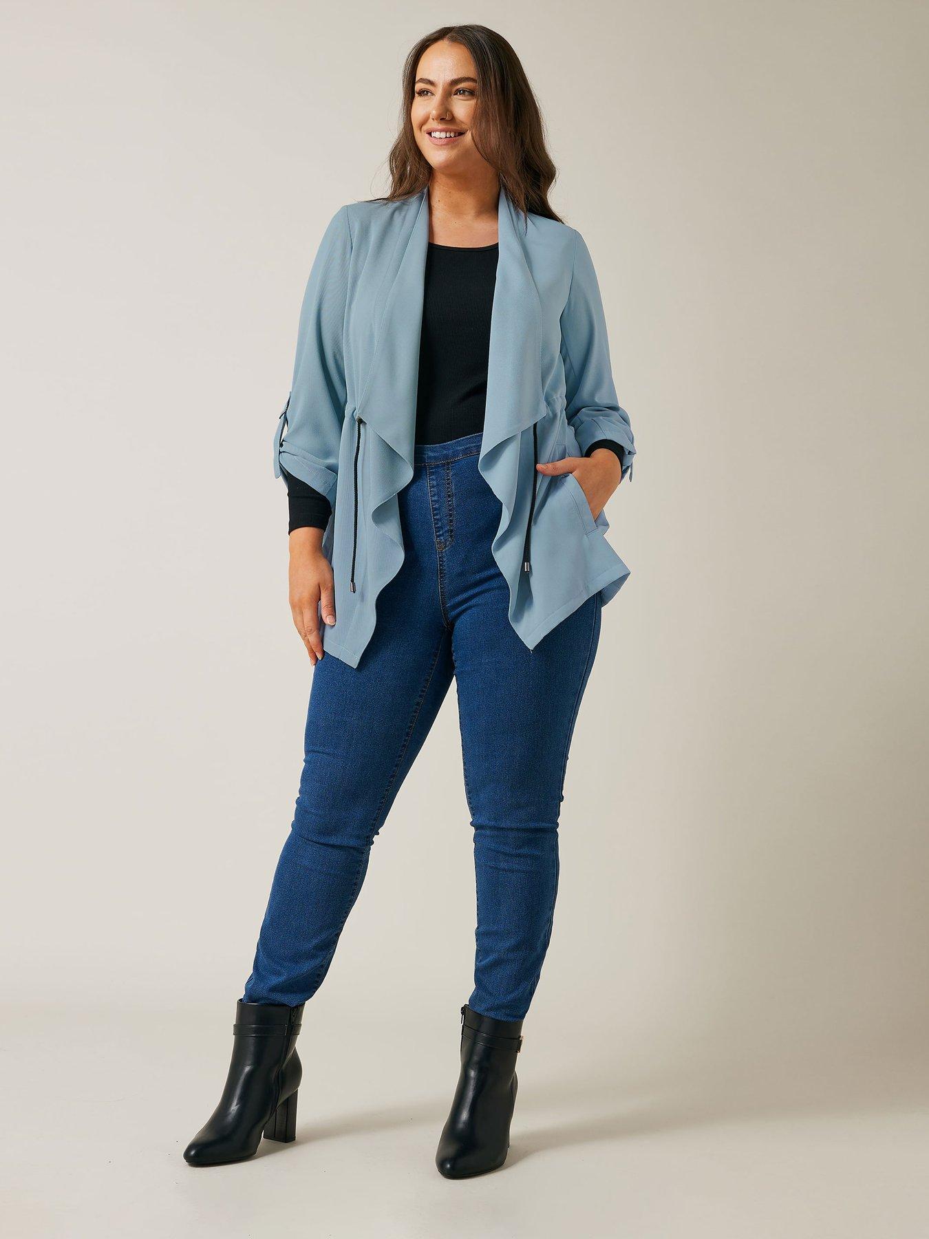 Evans Waist String Waterfall Jacket Blue Very