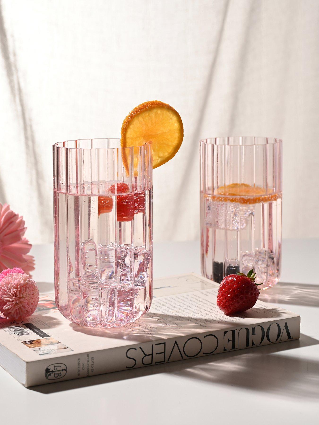 undefined Scalloped Tall Glass Tumblers – Set of 2