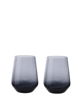 Product photograph of Hestia Set Of 2 Grey Ombre Tumbler Glasses from very.co.uk