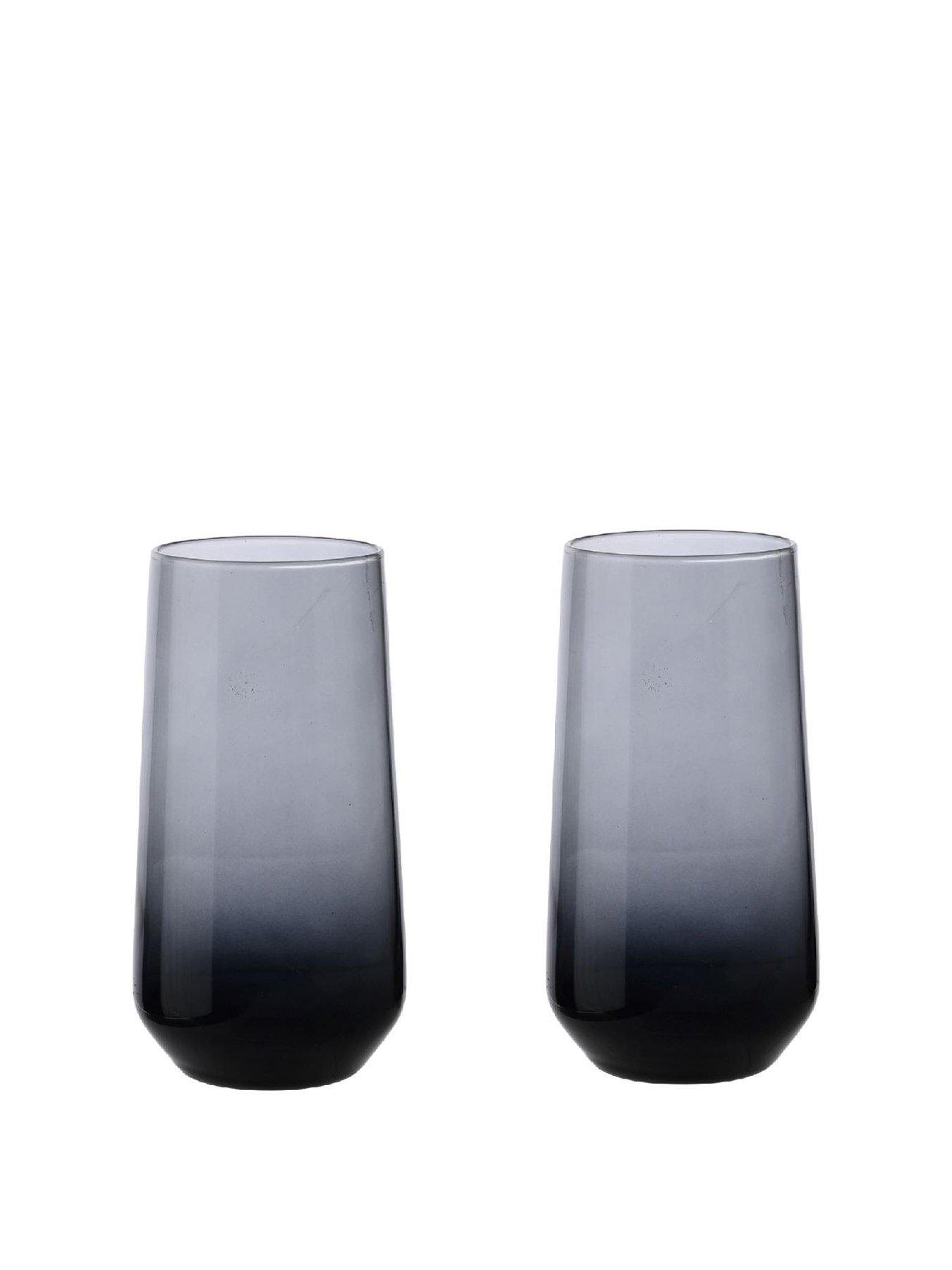 undefined Set of 2 Grey Ombre Highball Glasses