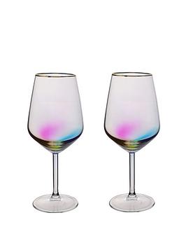 Product photograph of Hestia Set Of 2 Rainbow Wine Glasses from very.co.uk