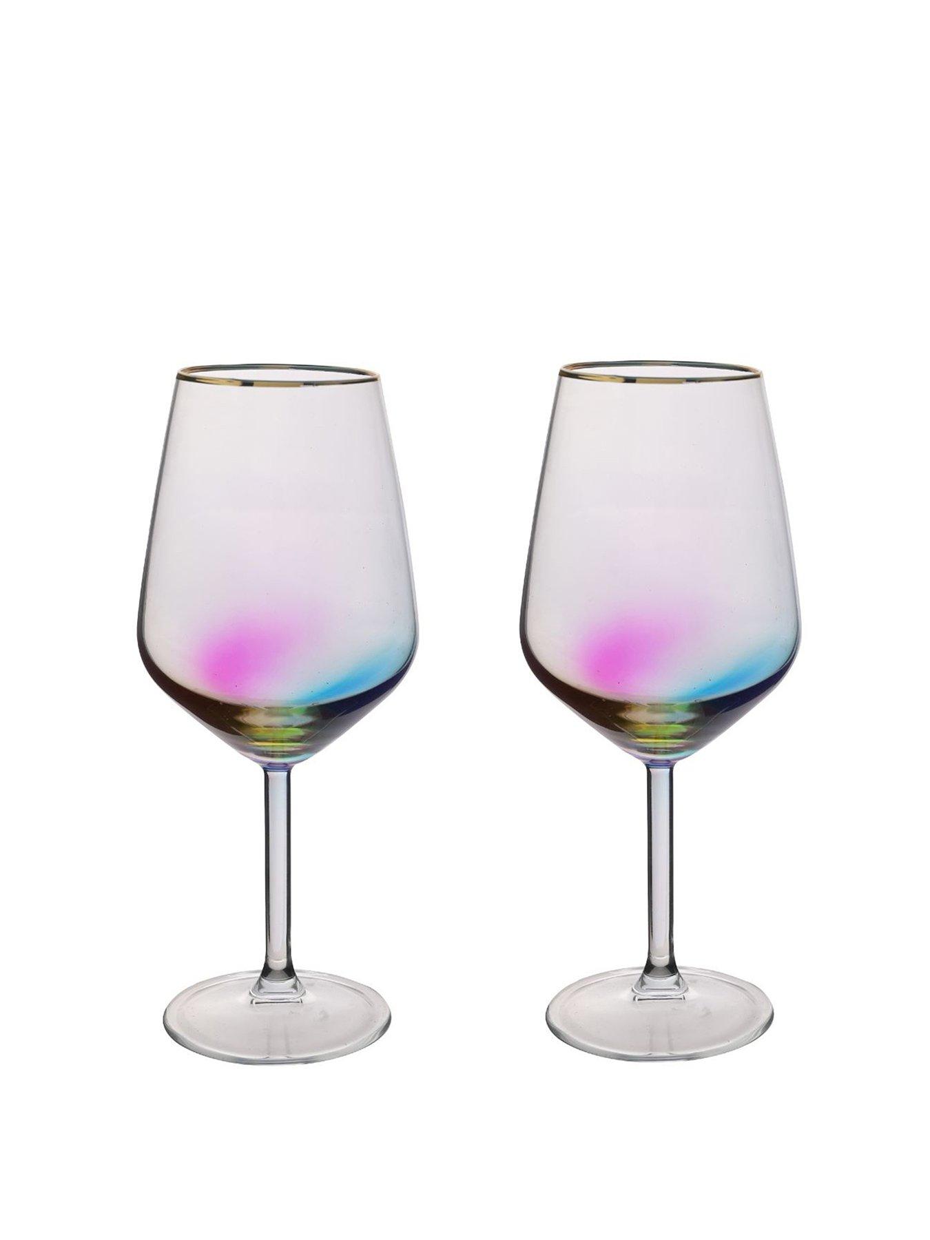 undefined Set of 2 Rainbow Wine Glasses