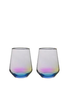 Product photograph of Hestia Set Of 2 Rainbow Tumbler Glasses from very.co.uk