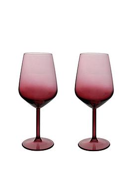 Product photograph of Hestia Set Of 2 Red Ombre Wine Glasses from very.co.uk