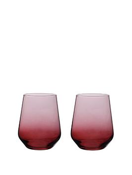Product photograph of Hestia Set Of 2 Red Ombre Tumbler Glasses from very.co.uk