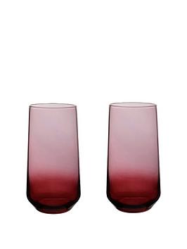 Product photograph of Hestia Set Of 2 Red Ombre Highball Glasses from very.co.uk