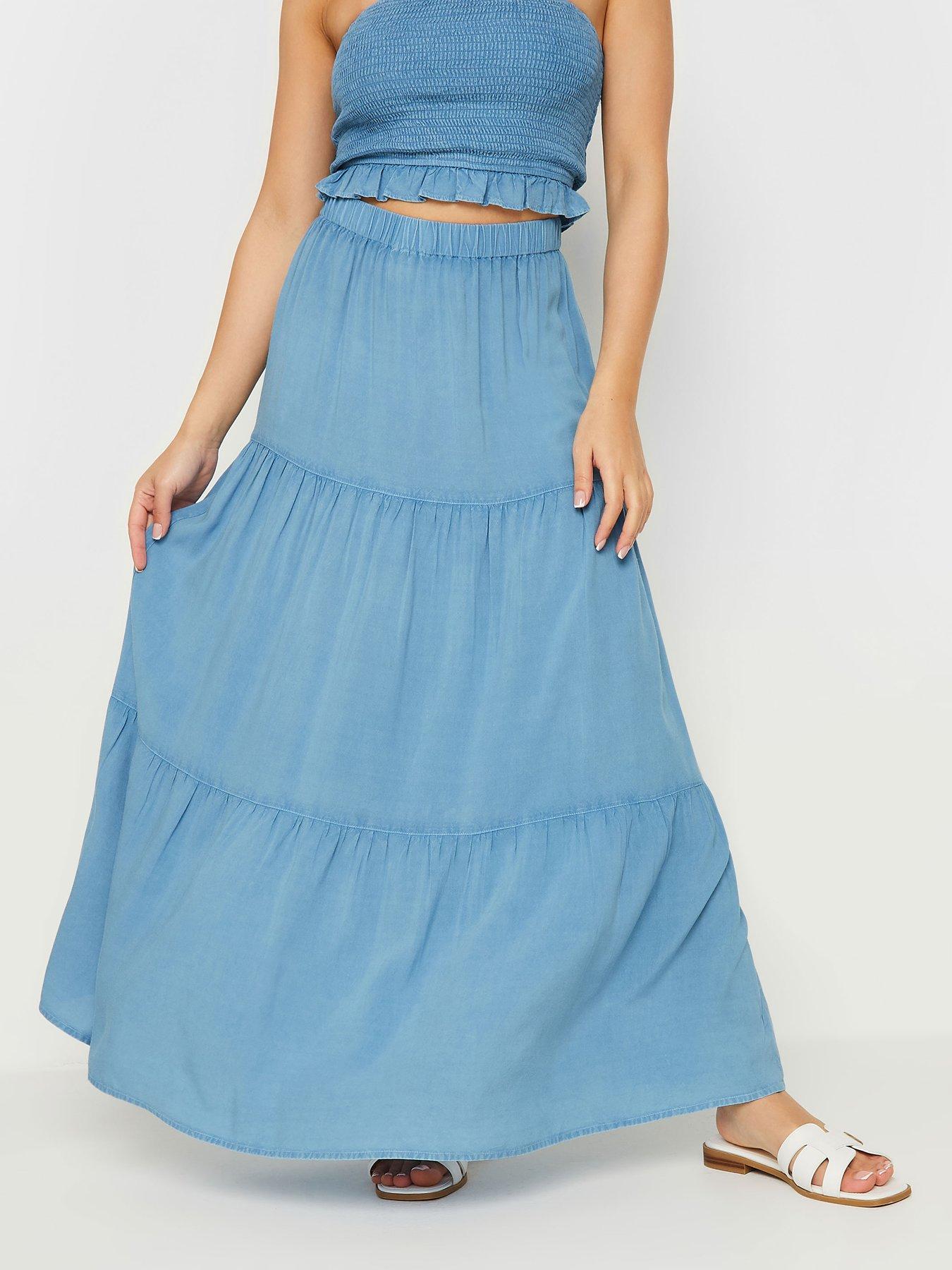 PixieGirl Petite Chambray Skirt Blue | Very.co.uk