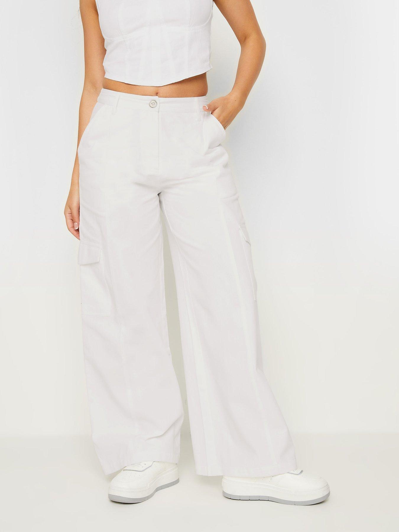 PixieGirl Petite White Cargo Trouser | Very.co.uk