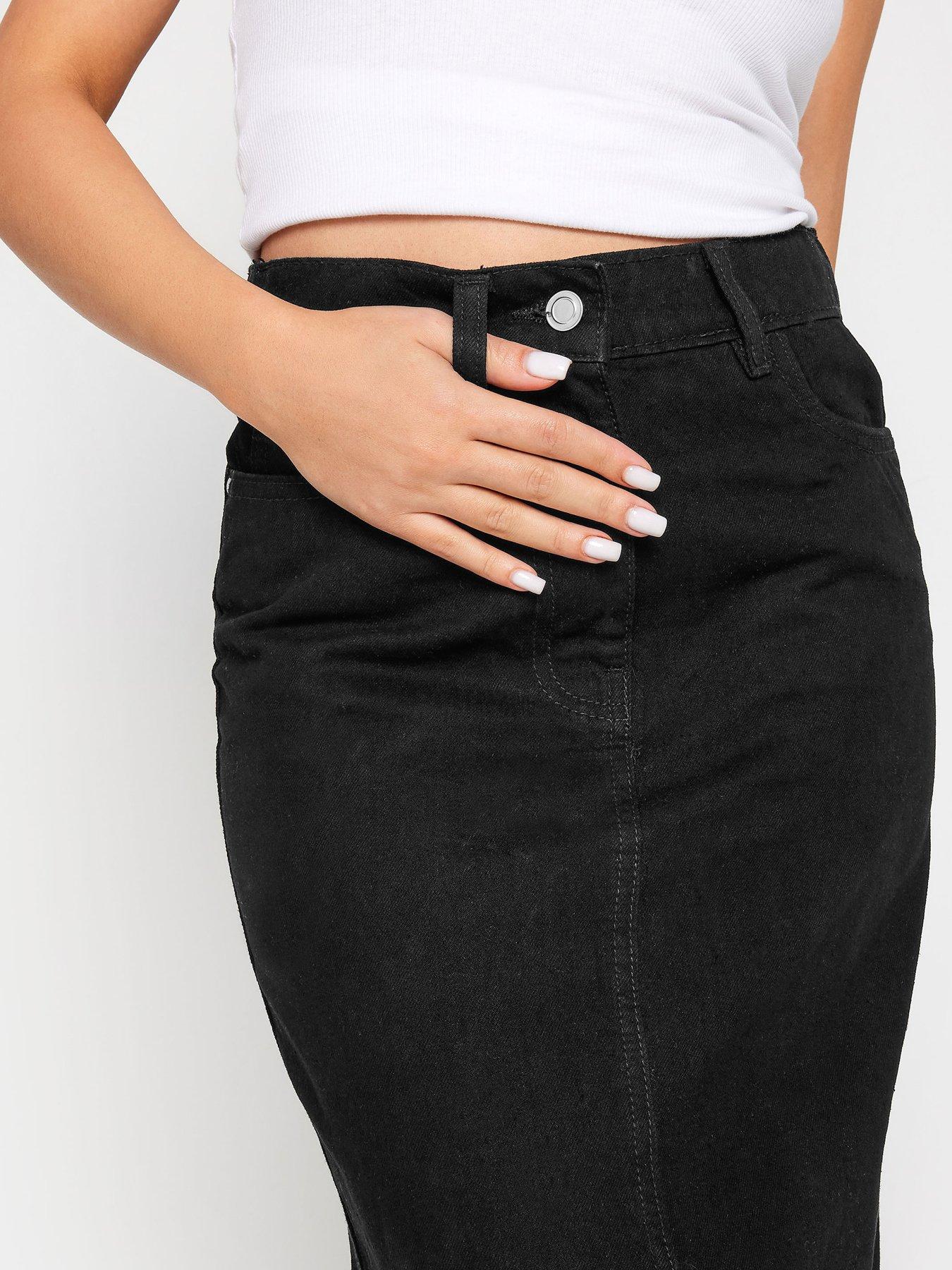 Black button up jean skirt best sale