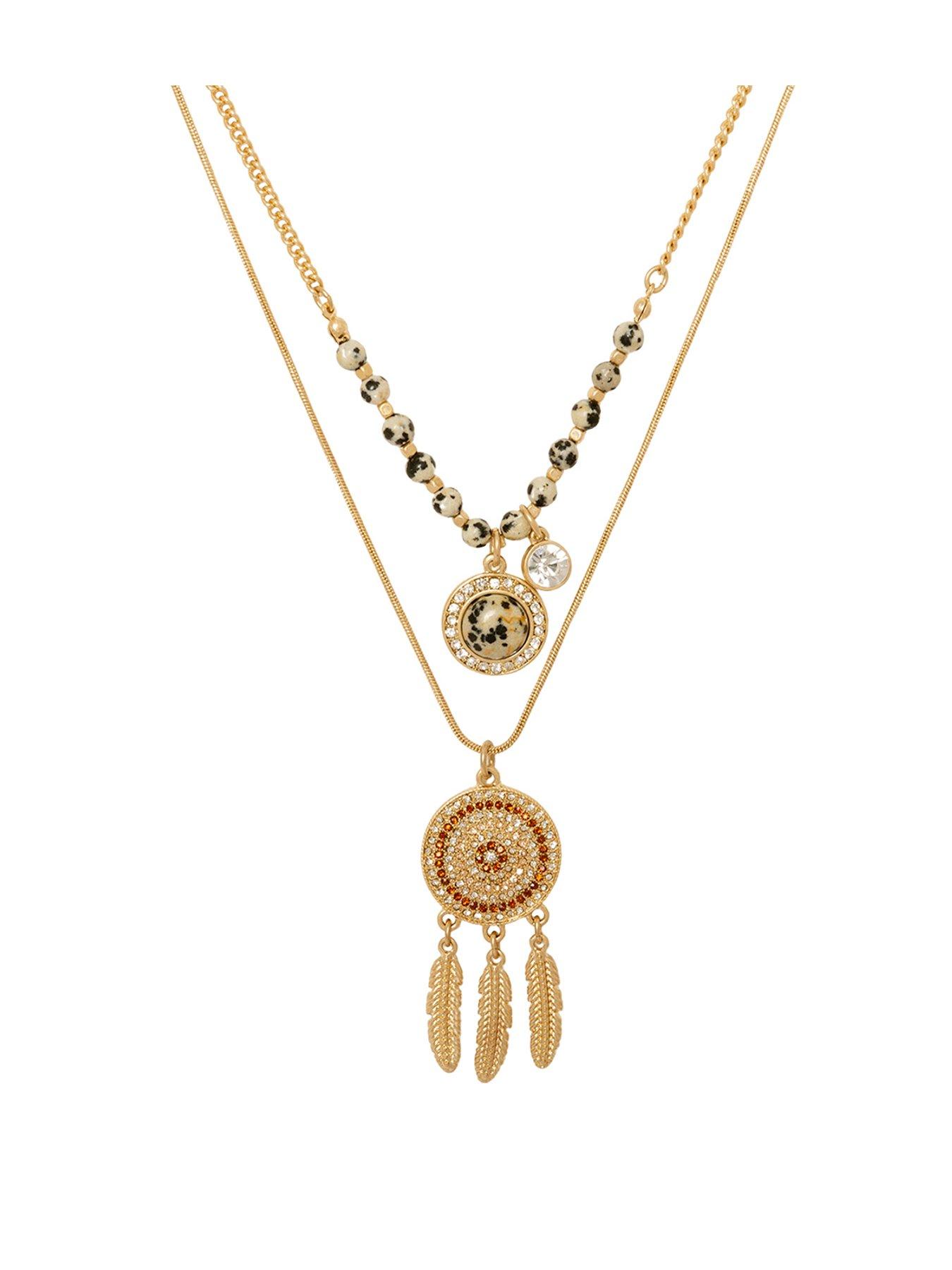 Product photograph of Bibi Bijoux Gold Dreamcatcher Layered Necklace from very.co.uk