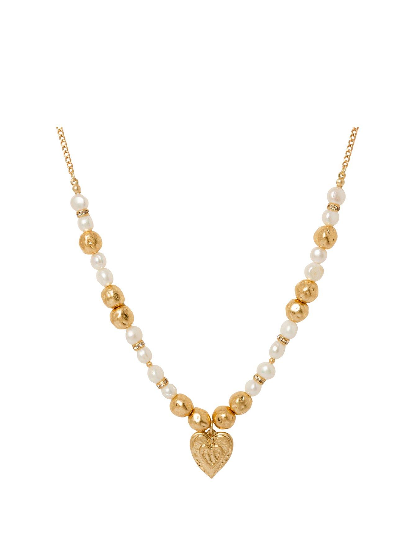Product photograph of Bibi Bijoux Gold Pearl Elegance Real Pearl Necklace from very.co.uk