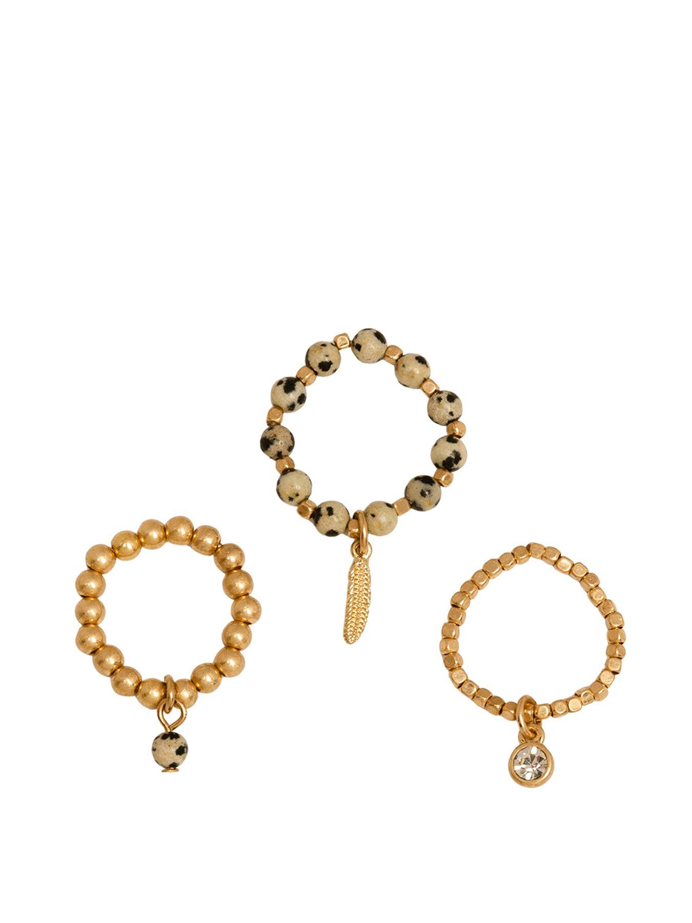 Product photograph of Bibi Bijoux Gold Dreamcatcher Stretch Ring Set from very.co.uk