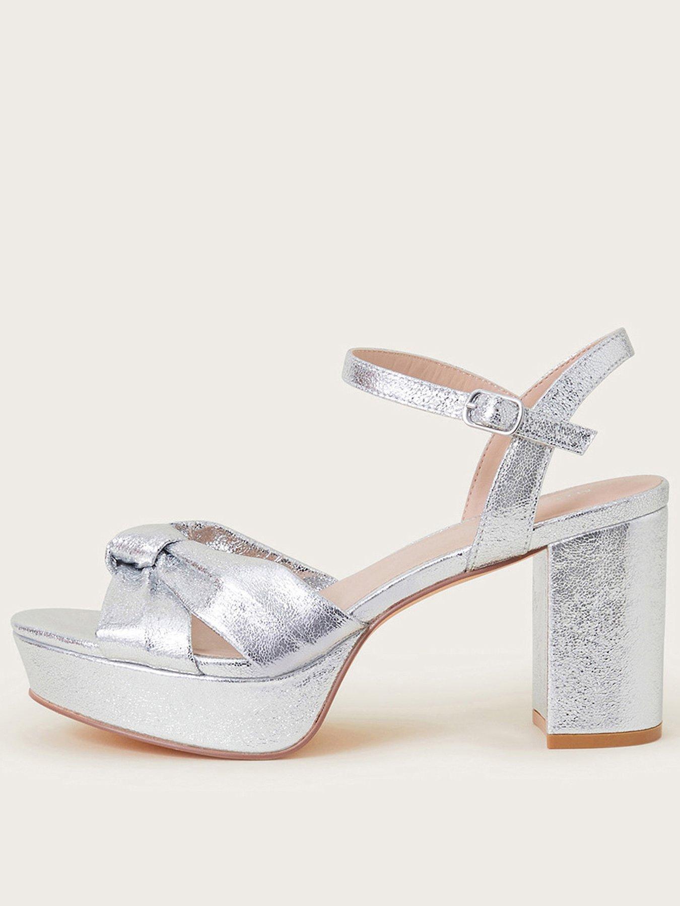 Monsoon Twist Knot Platform Heels - Silver | Very.co.uk