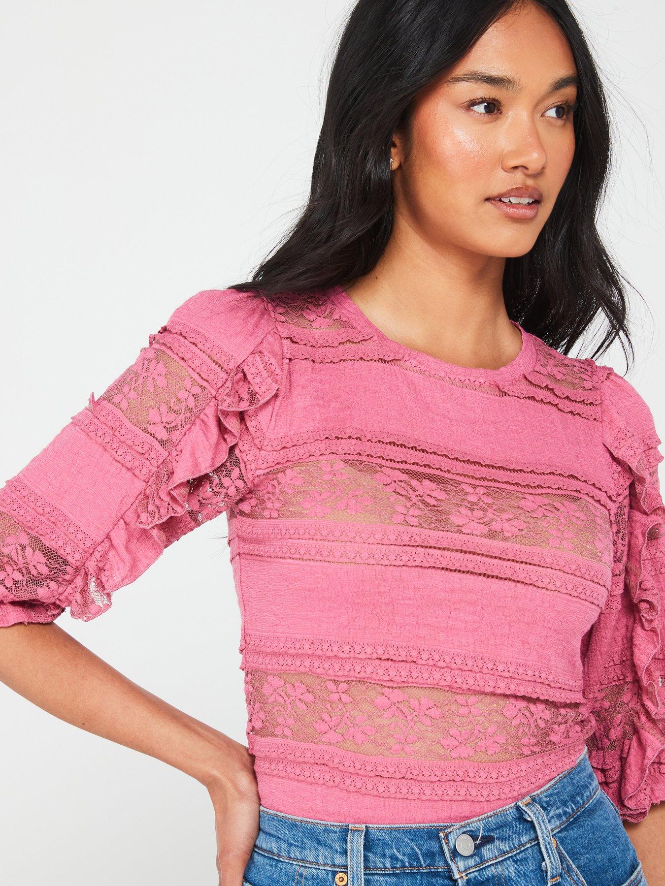 Lace Three Quarter Sleeve Top