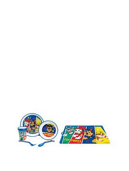 Product photograph of Paw Patrol 6 Piece Premium Kids Dinner And Placemat Set from very.co.uk