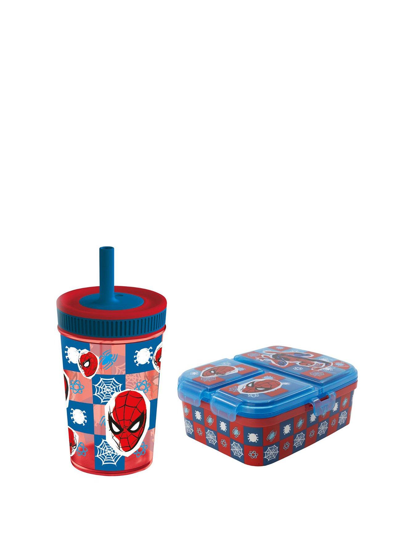 Product photograph of Spiderman Multi Compartment Lunch Box Amp Leak Proof Tumbler Set from very.co.uk