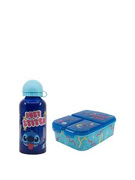 Product photograph of Disney Stitch Aluminium Bottle Multi Compartment Lunch Box Set from very.co.uk