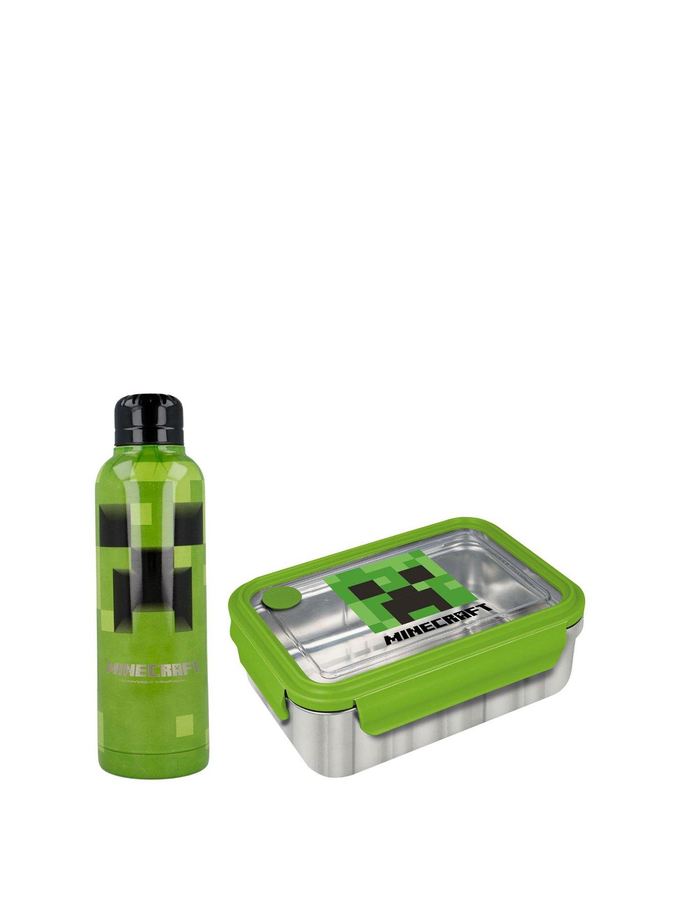 Product photograph of Minecraft 2 Piece Lunch Box And Bottle Set from very.co.uk