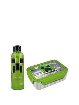 Product photograph of Minecraft 2 Piece Lunch Box And Bottle Set from very.co.uk