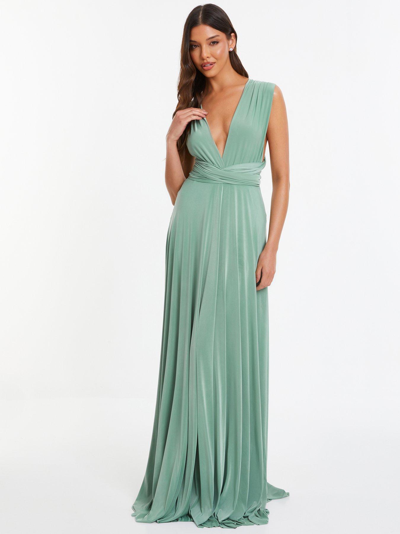 quiz bottle green cross strap maxi dress