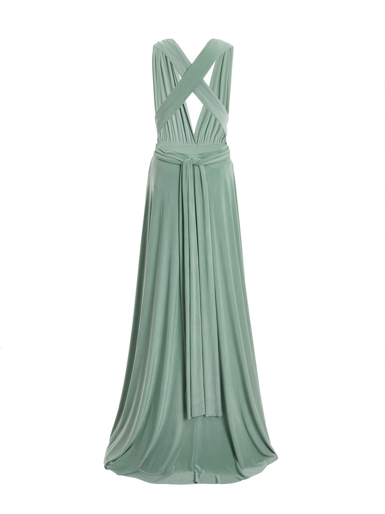 Quiz Sage Green Cross Back Maxi Dress