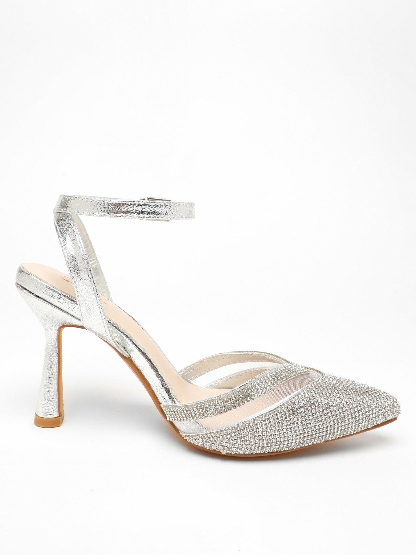 Silver diamante shoes uk deals