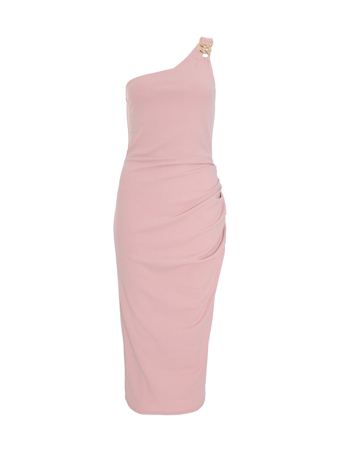 Quiz Blush Pink One Shoulder Midaxi Dress | Very.co.uk