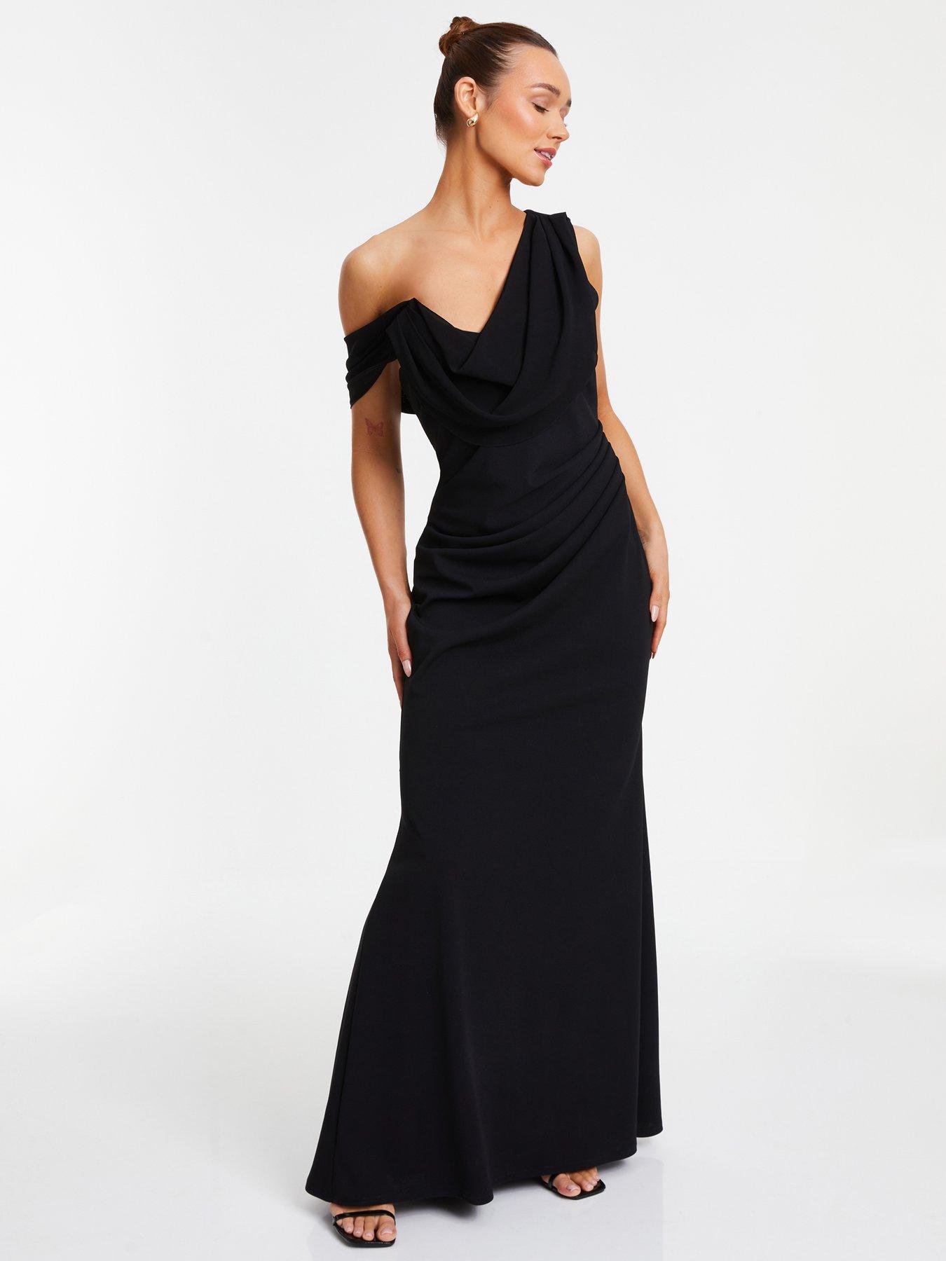 quiz asymmetric cowl neck maxi dress Quiz Asymmetric Cowl Neck Maxi Dress - Black