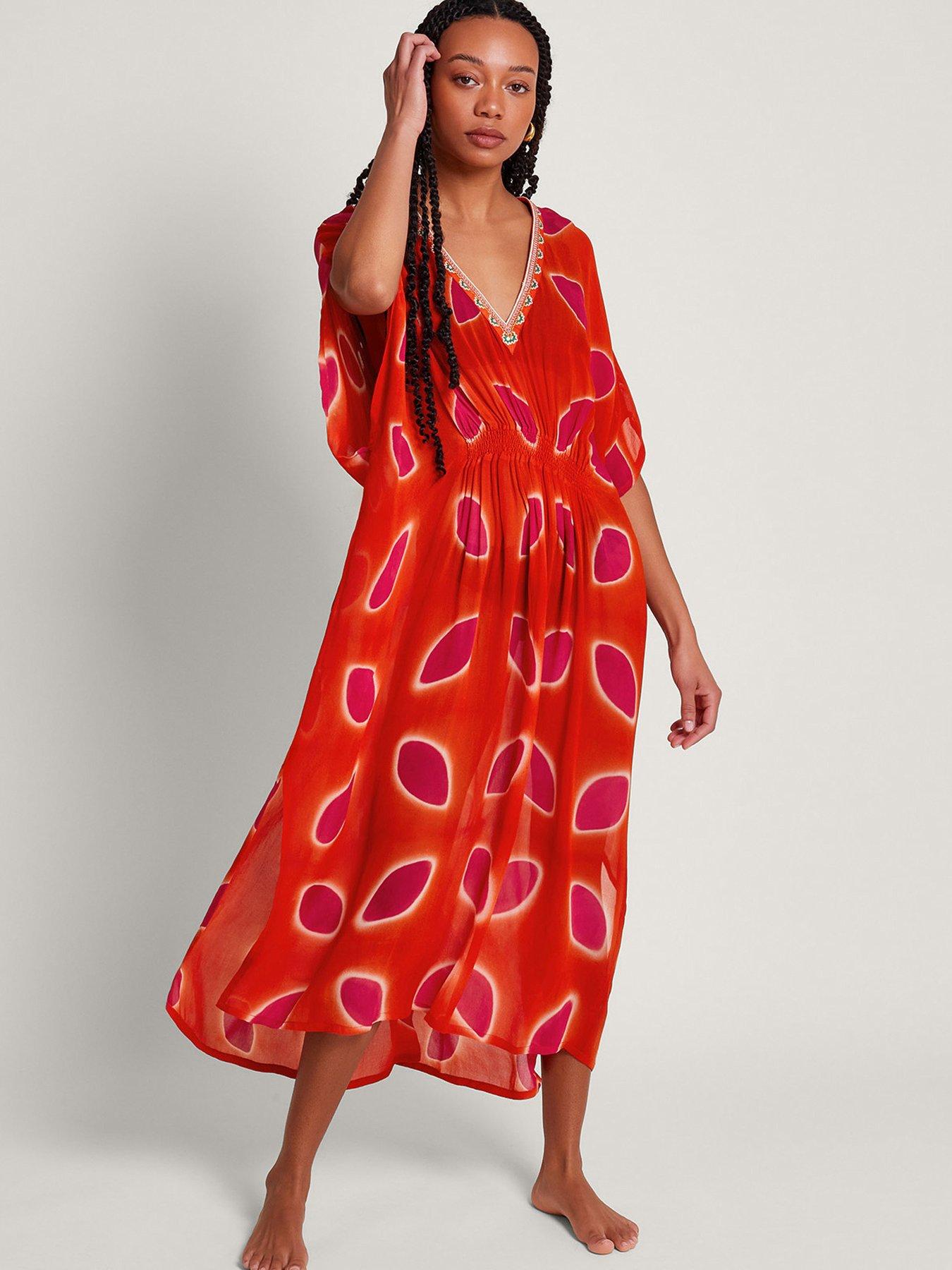 Monsoon Calypso Petal Kaftan Red Very