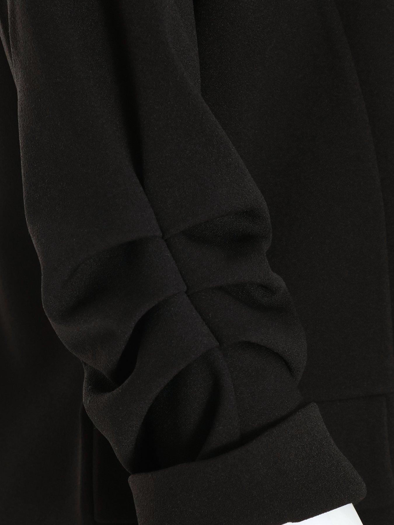 Image 6 of 6 of Quiz Petite Black Ruched Sleeve Blazer