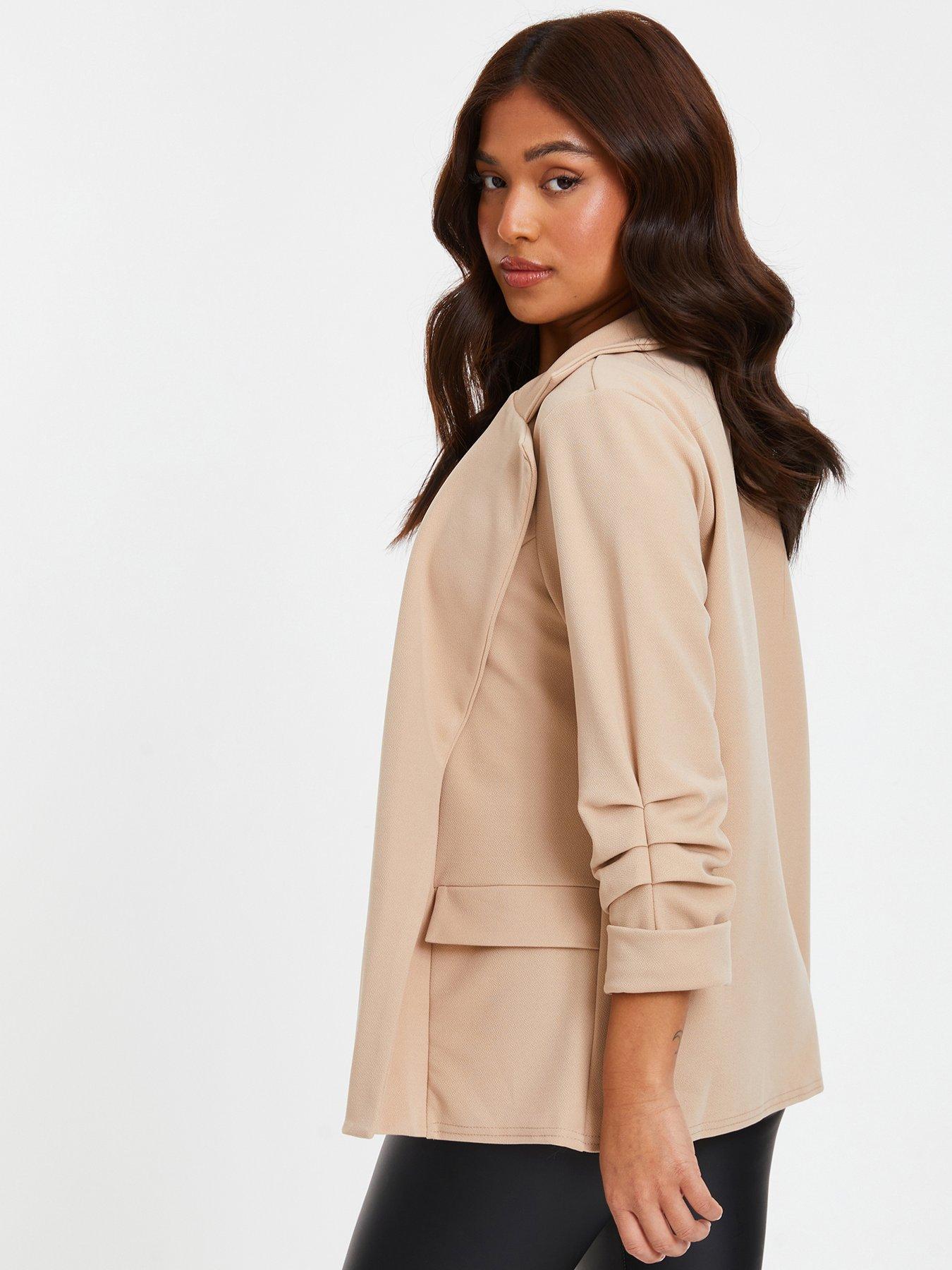 Image 2 of 6 of Quiz Petite Stone Ruched Sleeve Blazer