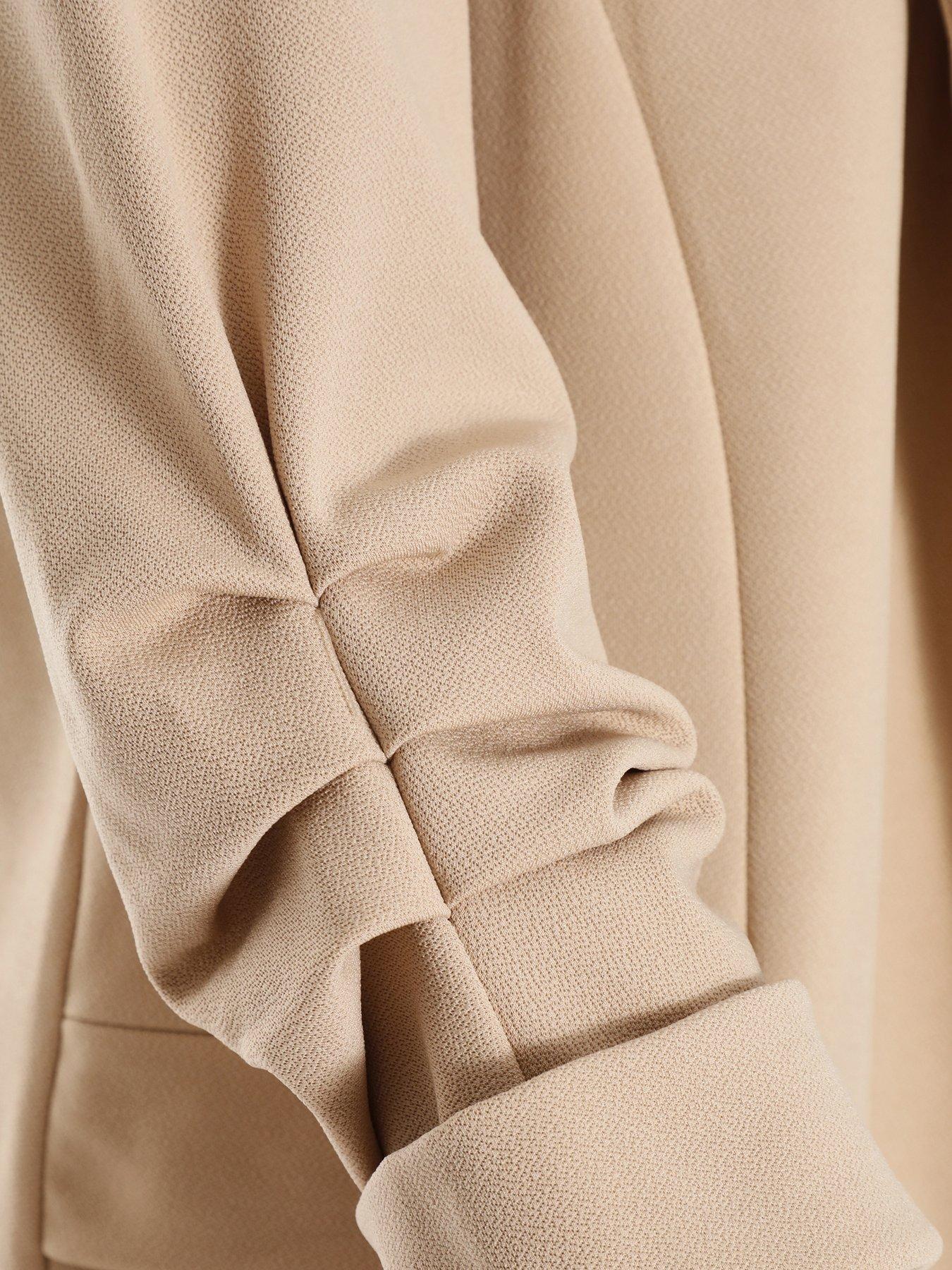 Image 6 of 6 of Quiz Petite Stone Ruched Sleeve Blazer