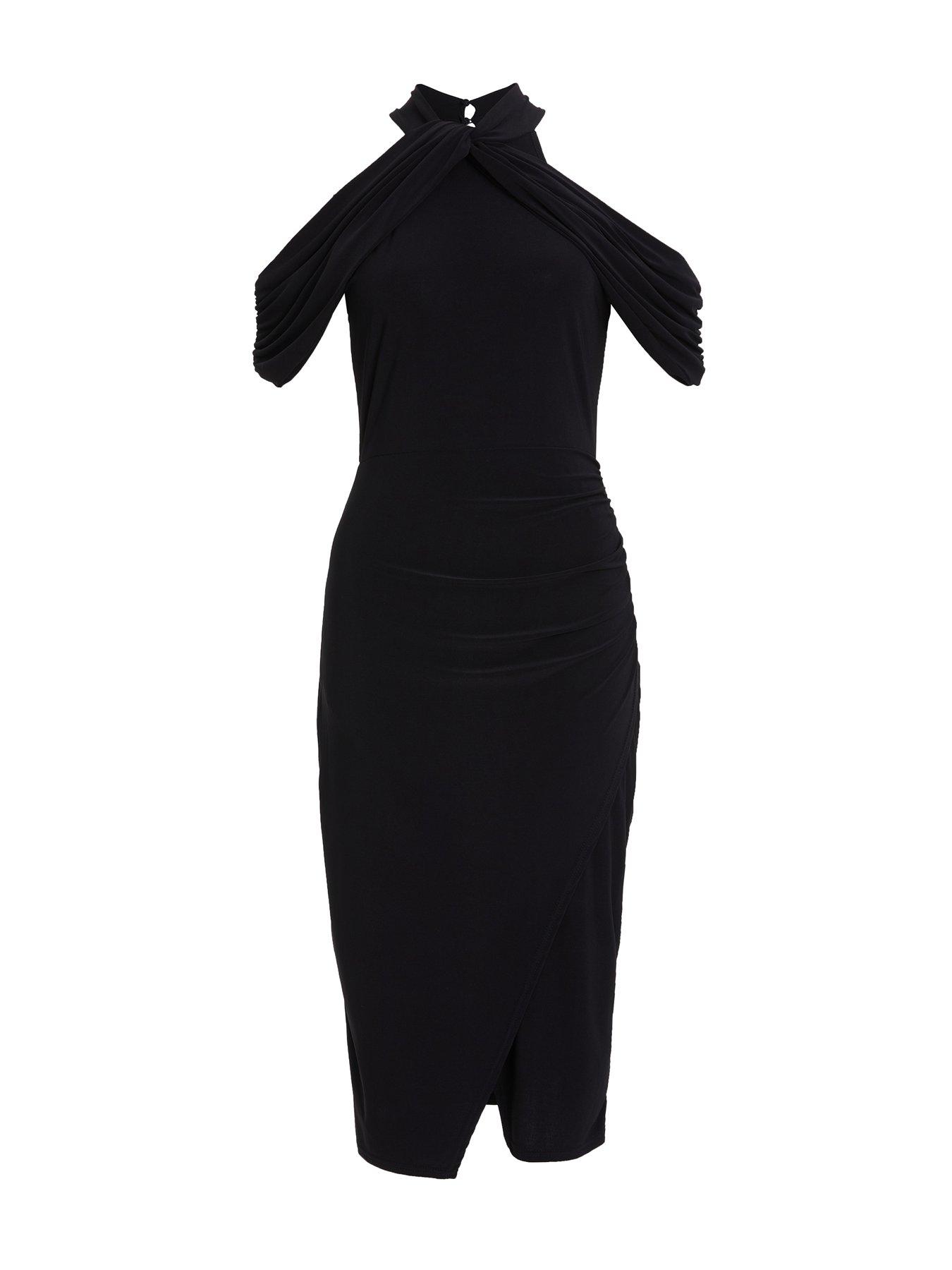 Quiz Black Drop Shoulder Midi Dress | Very.co.uk