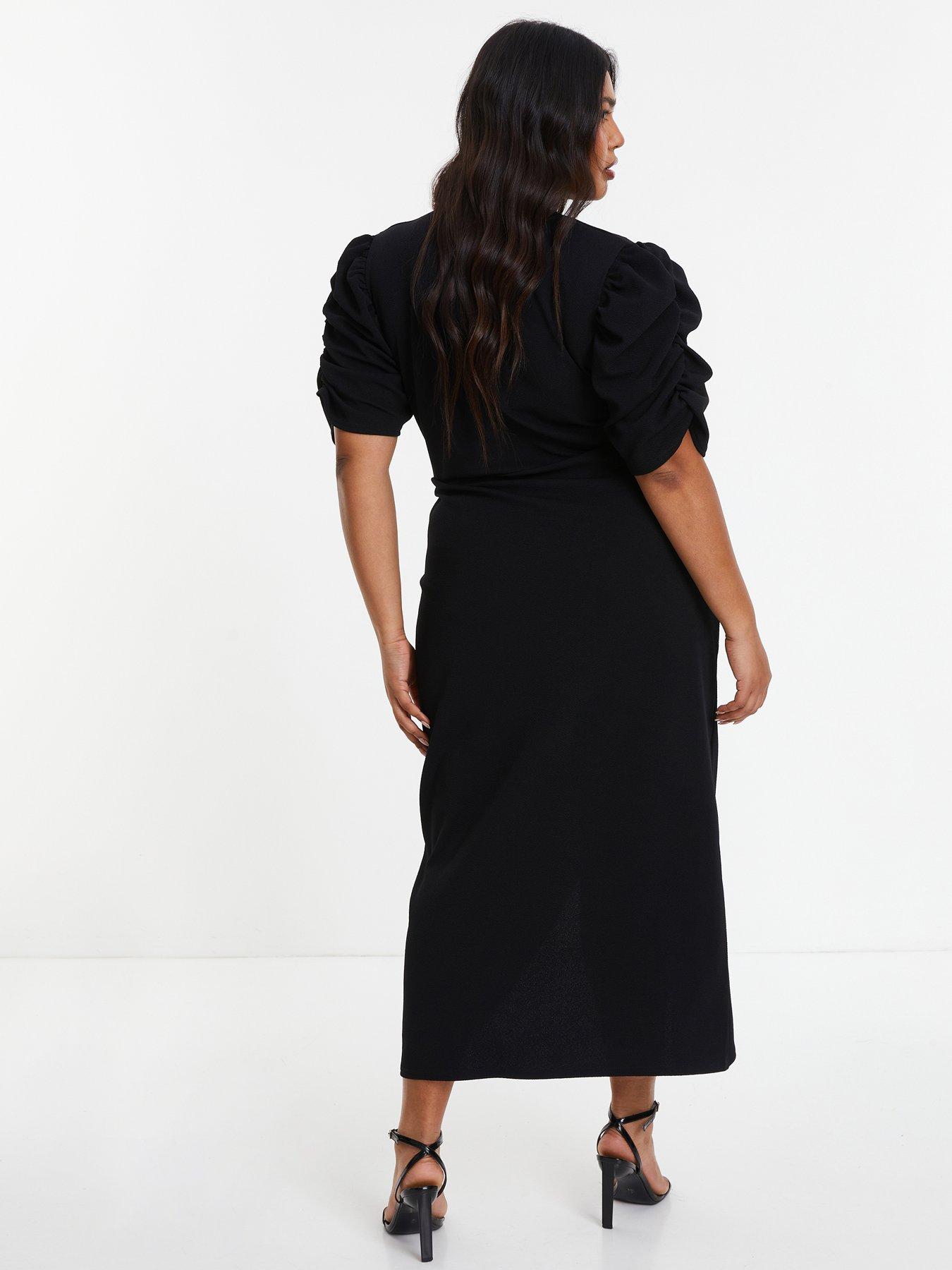 Quiz Curve Black Wrap Midi Dress