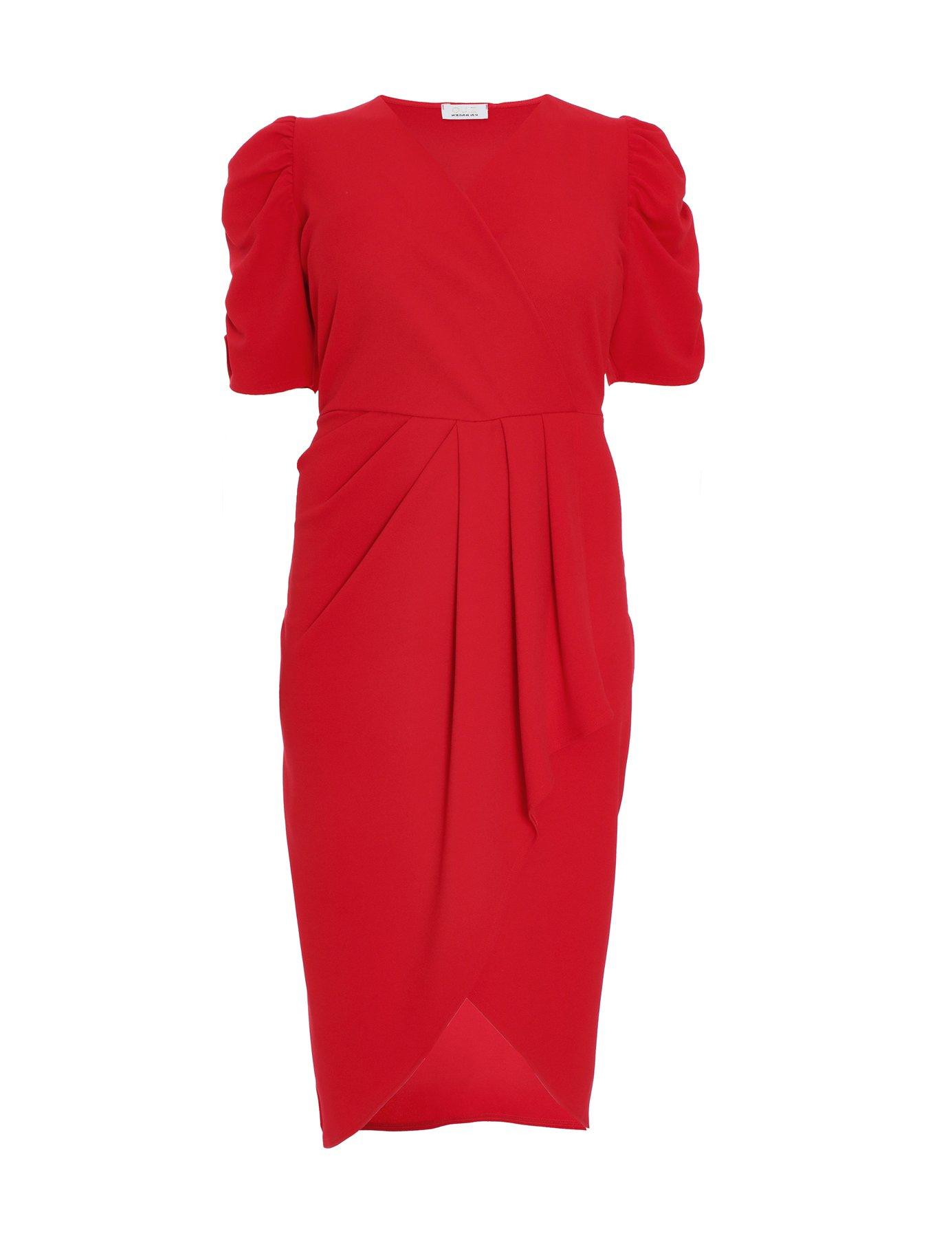 Quiz curve red dress hotsell