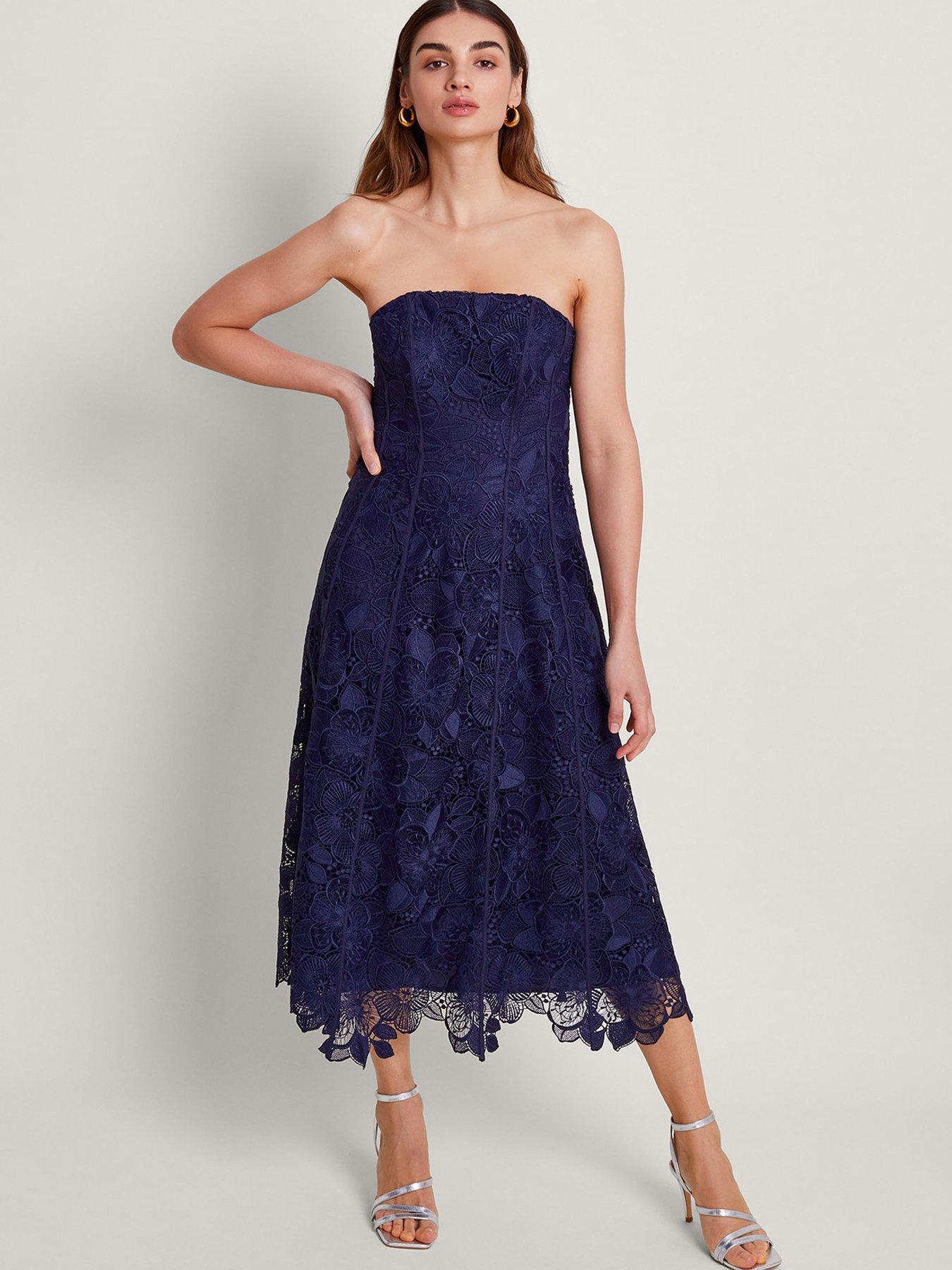 Monsoon Abelia Bandeau Dress Blue